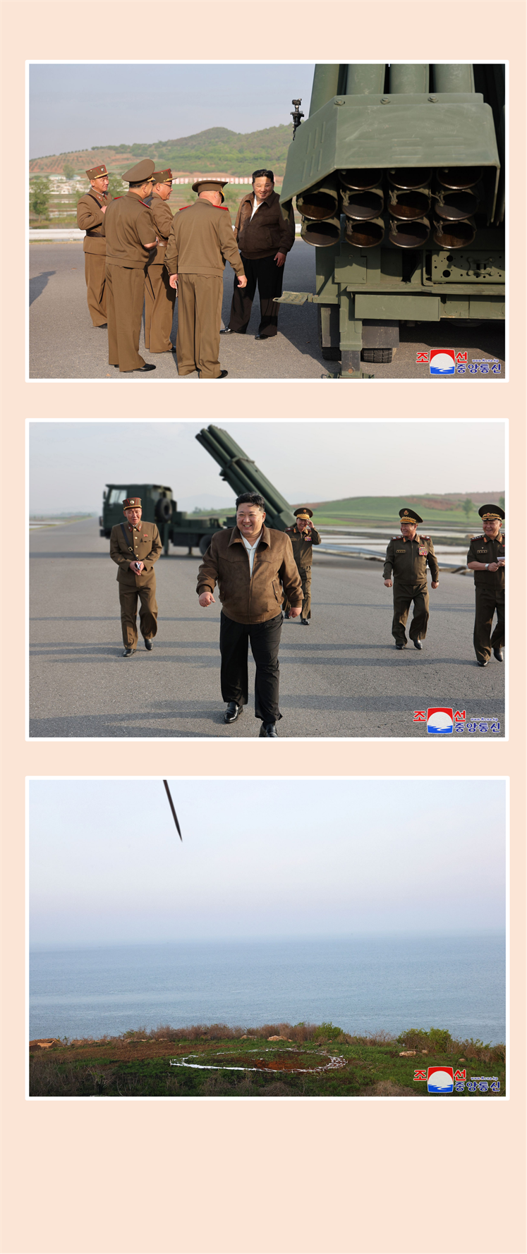 敬爱的金正恩同志了解更新型２４０毫米火箭炮武器系统后观看可控火箭炮弹试射(1)_01.png
